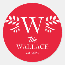 Pegatina Redonda Familia Navidades Sencillos Elegantes Monogramados