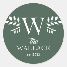 Pegatina Redonda Familia Navidades Sencillos Elegantes Monogramados