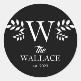 Pegatina Redonda Familia Navidades Sencillos Elegantes Monogramados