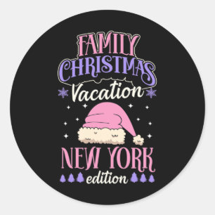 Pegatina Redonda Familia Navidades Vacaciones Nueva York Edición Ma
