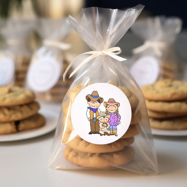 Pegatina Redonda Familia País y Vaquero Occidental (Subido por el creador)