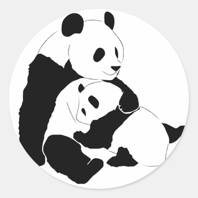 Pegatina Redonda Familia Panda (Anverso)