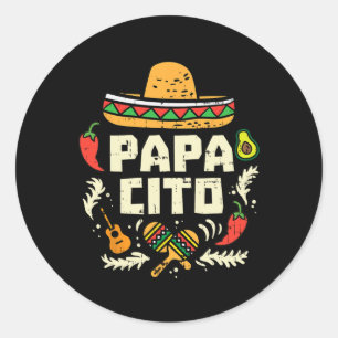 Pegatina Redonda Familia Papacito Cinco De Mayo Matchin México
