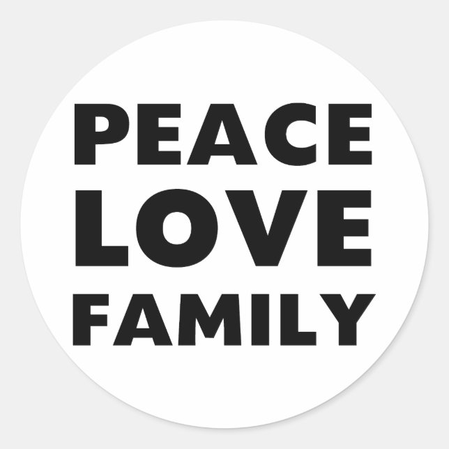 Pegatina Redonda Familia Peace Love (Anverso)