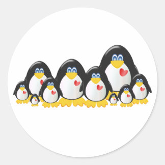 Pegatina Redonda Familia Penguin