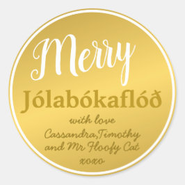 Pegatina Redonda Familia personalizada Merry JólabókaflóŠ