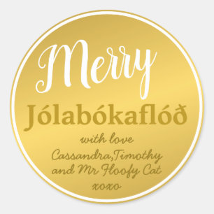 Pegatina Redonda Familia personalizada Merry JólabókaflóŠ