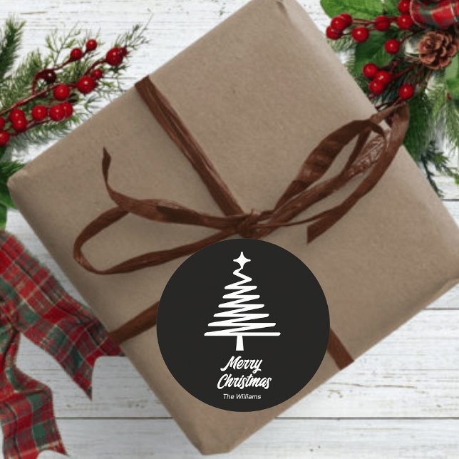 Pegatina Redonda Familia personalizado Nombre Feliz Navidad Blanco  (Subido por el creador)