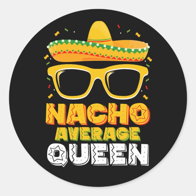 Pegatina Redonda Familia Reina Chica promedio de Nacho Cinco De May (Anverso)