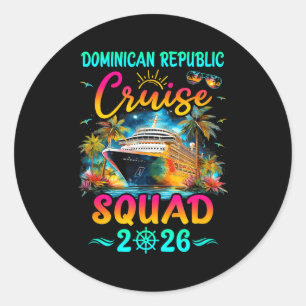 Pegatina Redonda Familia República Dominicana Crucero Squad