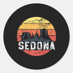 Pegatina Redonda Familia Retro Sedona Arizona vacaciones Red Rocks 