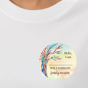 Pegatina Redonda Familia Reunión Familia Nombre Árbol Clásico Redon