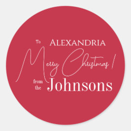 Pegatina Redonda Familia roja personalizada para navidades