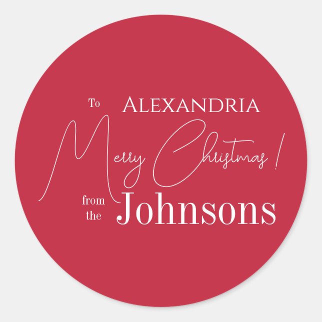 Pegatina Redonda Familia roja personalizada para navidades (Anverso)