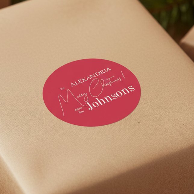 Pegatina Redonda Familia roja personalizada para navidades (Subido por el creador)