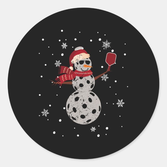 Pegatina Redonda Familia Santa Hat Snowman Navidad a juego de bolas (Anverso)