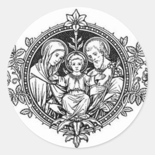 Pegatina Redonda Familia Santa María San José