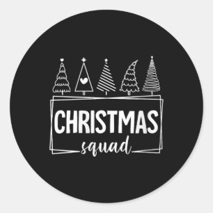 Pegatina Redonda Familia Santa Xmas, escuadrón navideño femenino