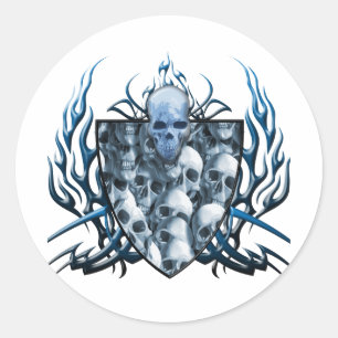 Pegatina Redonda Familia Skull