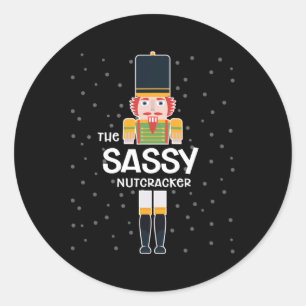 Pegatina Redonda Familia Sy Nutcracker coincidiendo con regalo grac