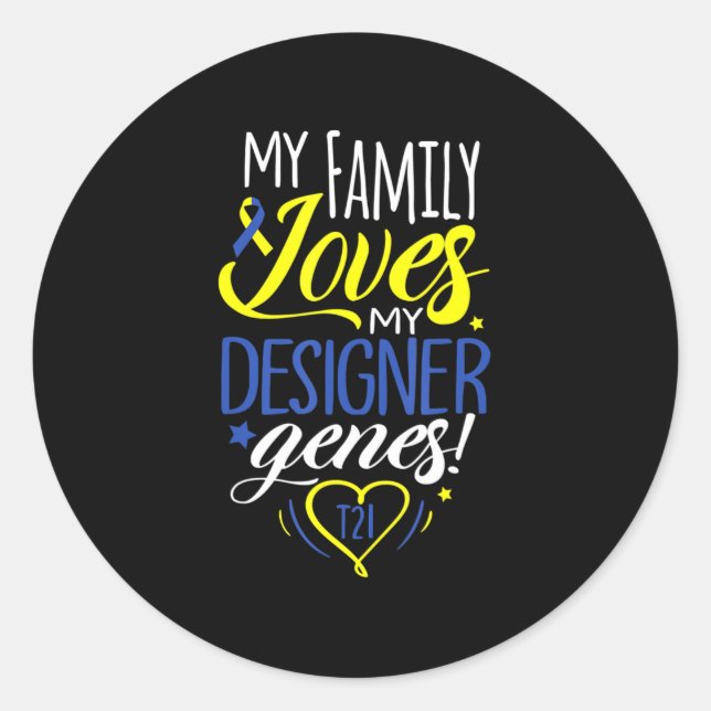 Pegatina Redonda Familia T21 Día Mundial de Concienciación sobre el (Anverso)