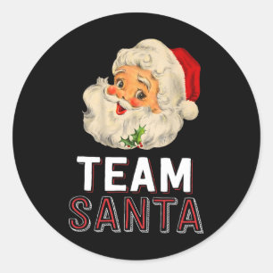 Pegatina Redonda Familia Team Santa Navidades coincidiendo con Paja