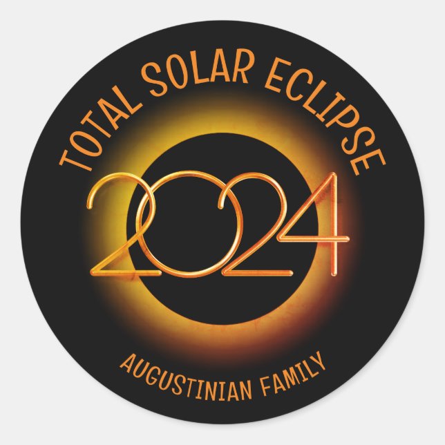 Pegatina Redonda Familia TOTAL DE ECLIPSE SOLAR 2024 personalizada (Anverso)