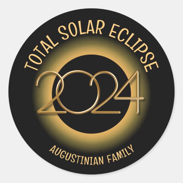 Pegatina Redonda Familia TOTAL DE ECLIPSE SOLAR 2024 personalizada (Anverso)