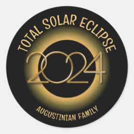 Pegatina Redonda Familia TOTAL DE ECLIPSE SOLAR 2024 personalizada