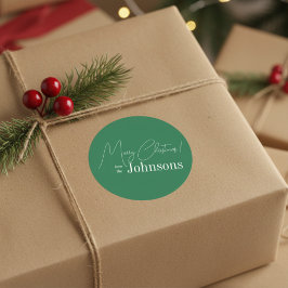 Pegatina Redonda Familia verde moderna de navidades