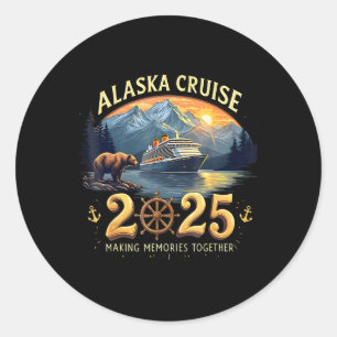 Pegatina Redonda Familia Y Grupo Adven Del Cruise Alaska 2025