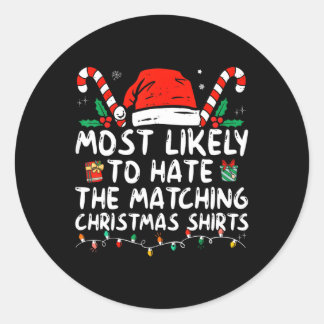 Pegatina Redonda Familias divertidas de navidad con probabilidad de