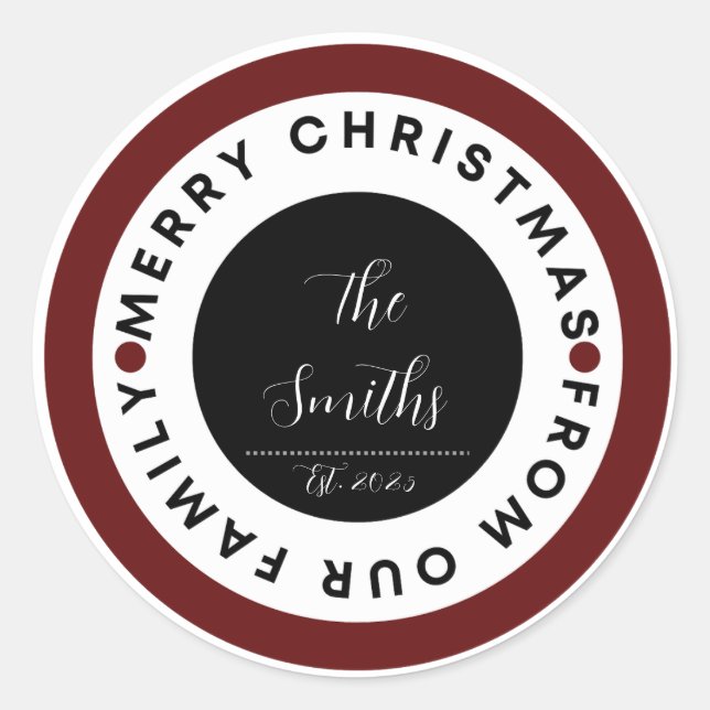 Pegatina Redonda Family Christmas (Anverso)