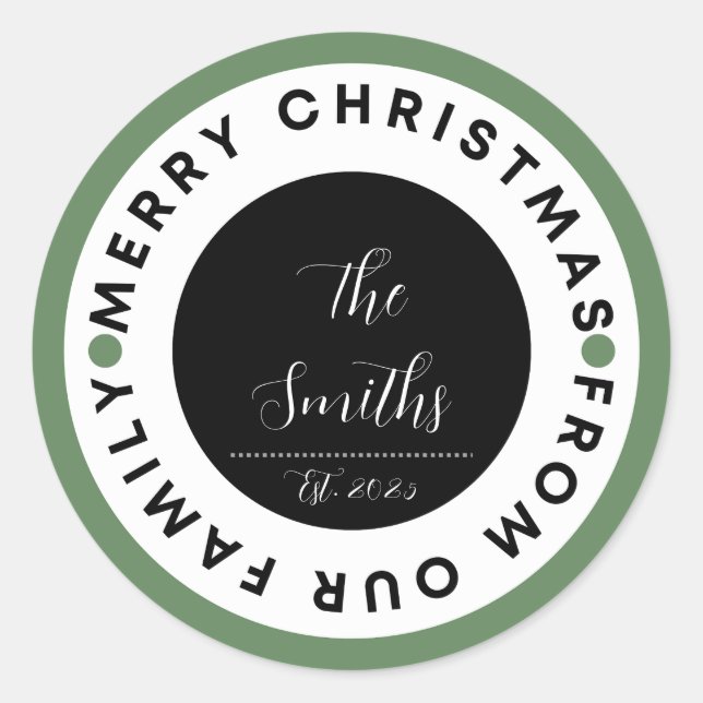 Pegatina Redonda Family Christmas (Anverso)