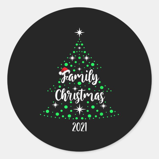 Pegatina Redonda Family Christmas 2021  (Anverso)