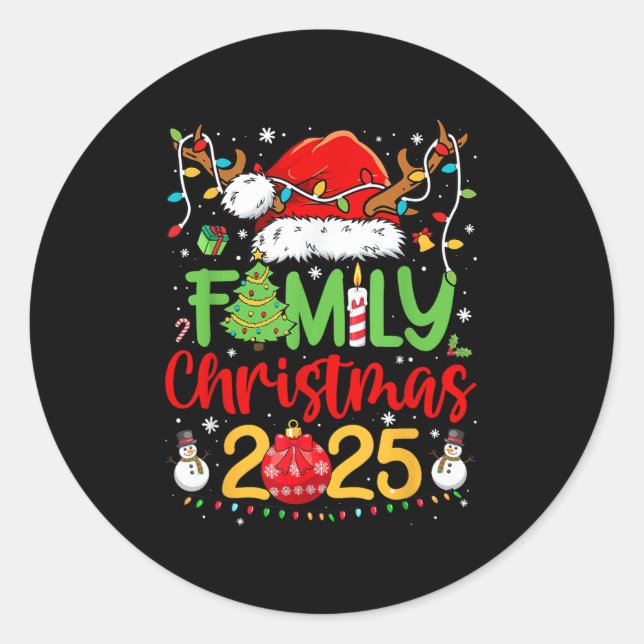 Pegatina Redonda Family Christmas 2025 Christmas Squad Xmas Matchin (Anverso)