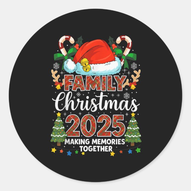 Pegatina Redonda Family Christmas 2025 Matching Family Christmas Xm (Anverso)