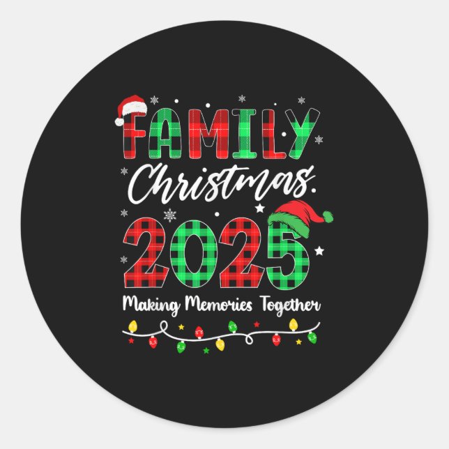 Pegatina Redonda Family Christmas 2025 Matching Family Christmas Xm (Anverso)