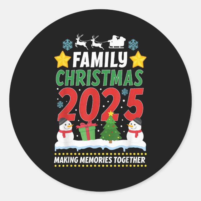Pegatina Redonda Family Christmas 2025 Matching Family Christmas Xm (Anverso)