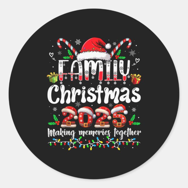 Pegatina Redonda Family Christmas 2025 Matching Outfit Xmas Squad S (Anverso)