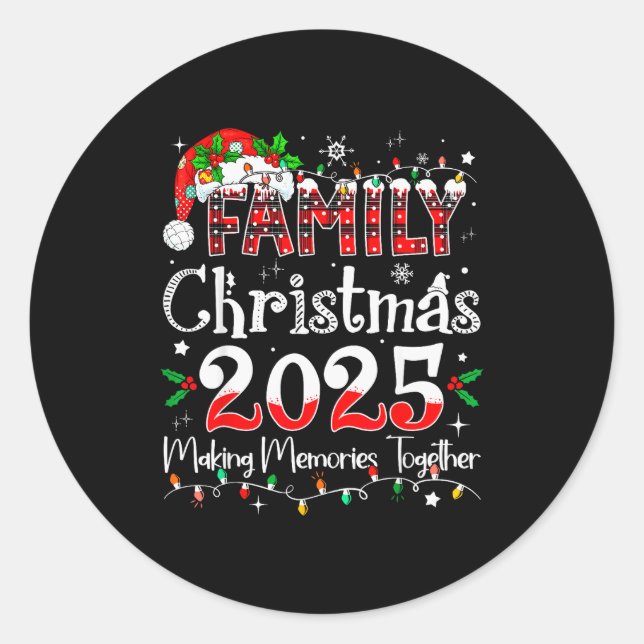 Pegatina Redonda Family Christmas 2025 Matching Outfit Xmas Squad S (Anverso)