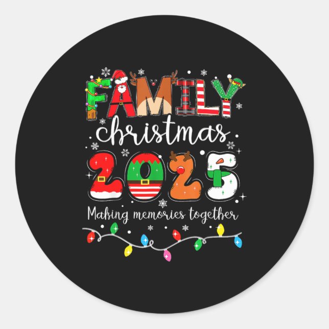 Pegatina Redonda Family Christmas 2025 Matching Outfit Xmas Squad S (Anverso)