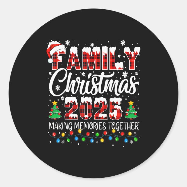 Pegatina Redonda Family Christmas 2025 Matching Squad Santa Red Pla (Anverso)
