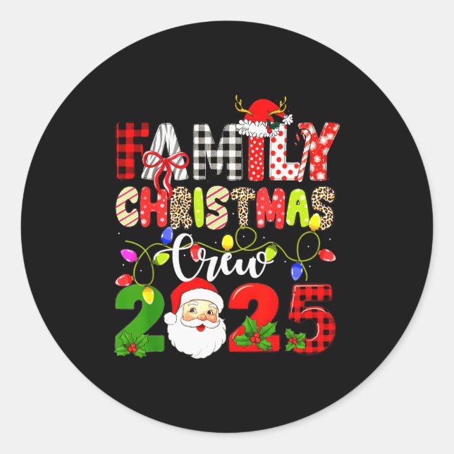 Pegatina Redonda Family Christmas Crew 2025 Matching Outfit Xmas Sq (Anverso)