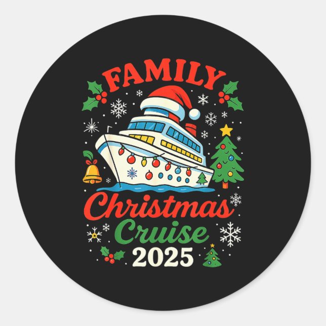 Pegatina Redonda Family Christmas Cruise 2025 Matching Family Winte (Anverso)