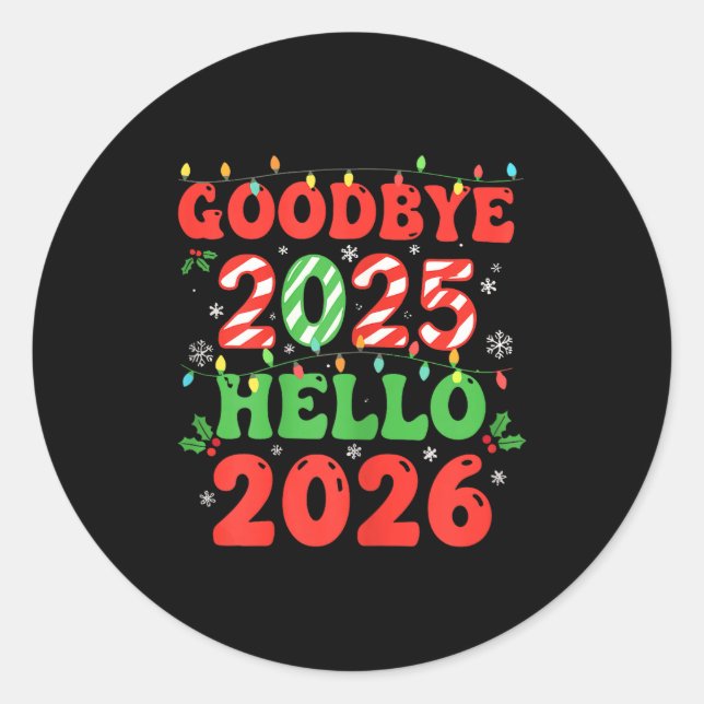 Pegatina Redonda Family Christmas Shirts Matching 2025, Funny Nye H (Anverso)