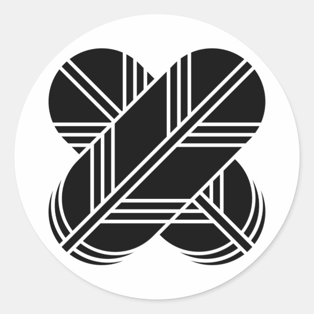 Pegatina Redonda [Family Crests] Crossed hawk feathers (Anverso)