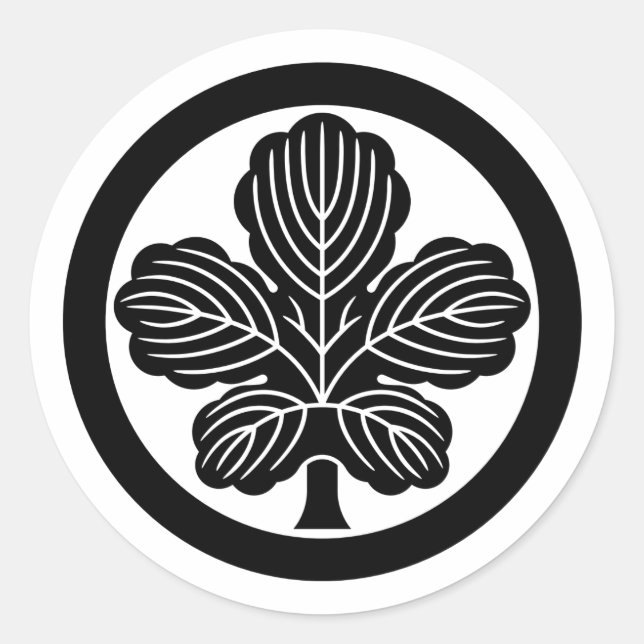 Pegatina Redonda [Family Crests] Kaji leaf with circle (Anverso)