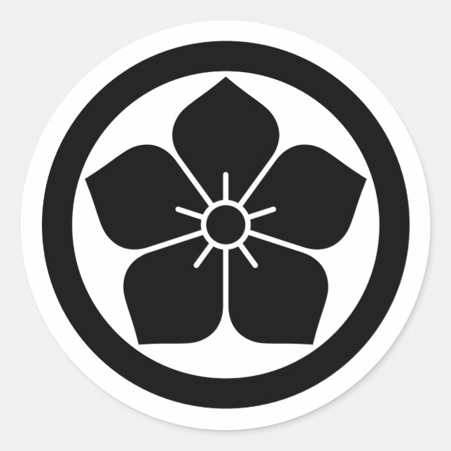 Pegatina Redonda [Family Crests] Kikyo flower inside a circle (Anverso)