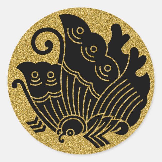 Pegatina Redonda [Family Crests] Mariposa de cola tortuosa (Anverso)